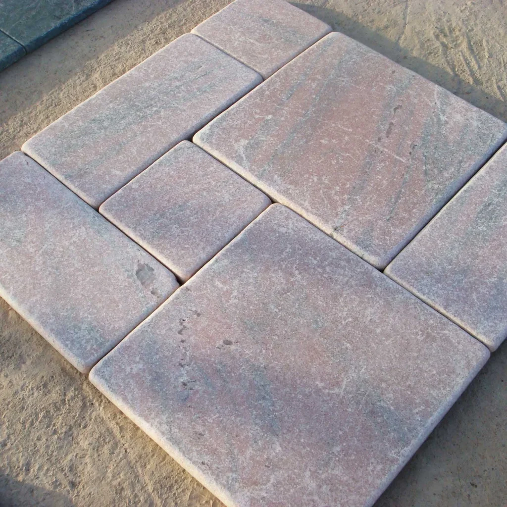 Pink Marble Tiles with Honed Tumbled