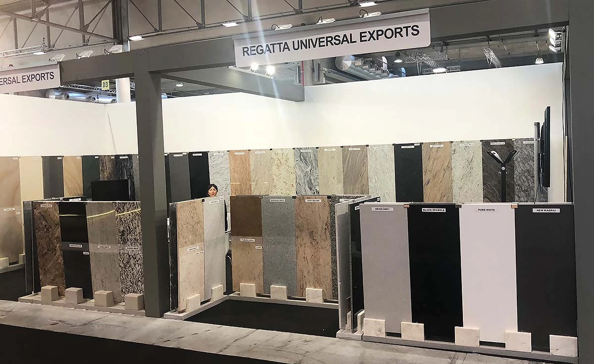 (Regatta booth displaying natural stone products to visitors) 01