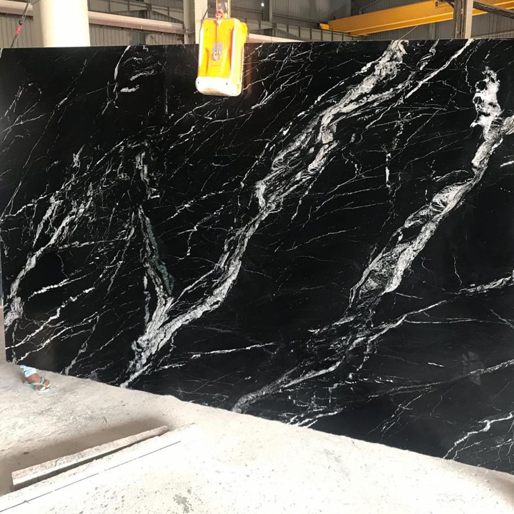 Black marine marble slab
