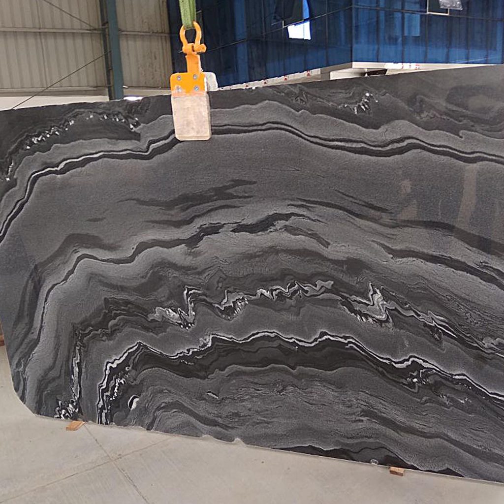 Mercury black marble gangsaw slab