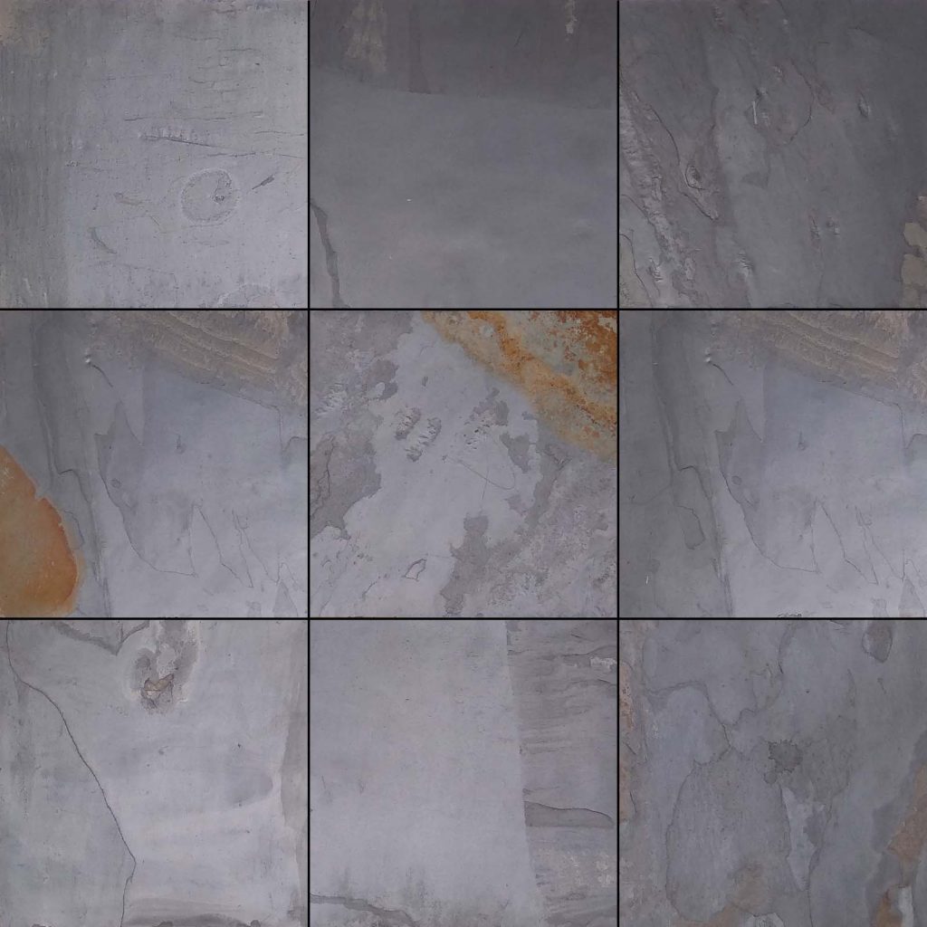 Slate floor tiles in earthly tones for hardscape designing