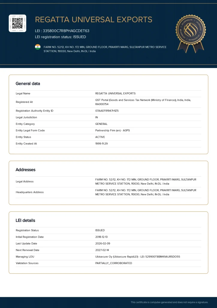 LEI Registration Certificate