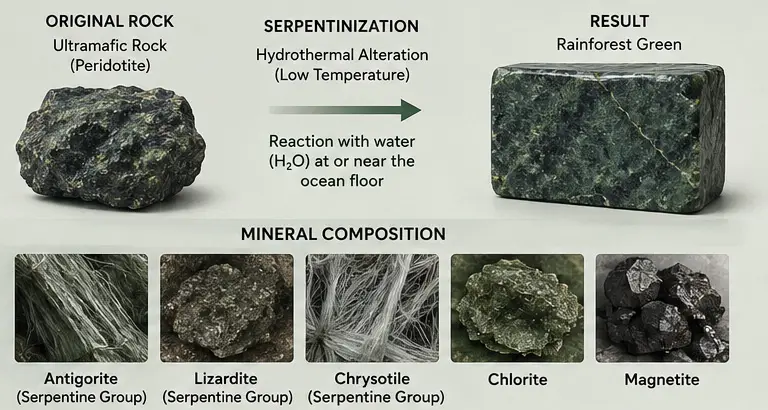 Serpentinite process